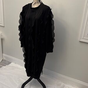 Chic Black Ruffle Long Sleeve Dress